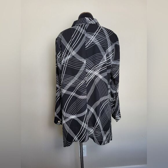 JM Collection Blouse Lagenlook Assymetrical Abstract Workwear Professional Large - Picture 14 of 14